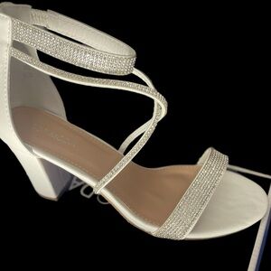 TOP Moda White Rhinestone Stiletto Heels